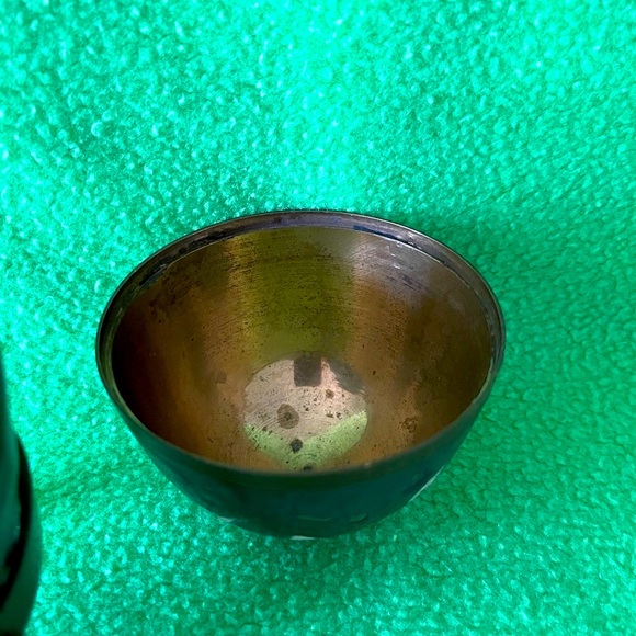 Vintage Brass Cloisonne Egg Trinket Holder on
Brass Stand - Picture 6 of 8